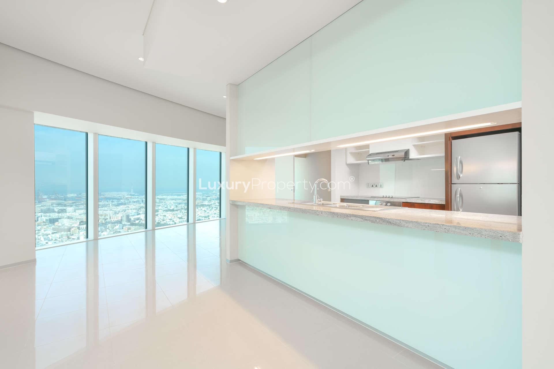 Modern bathroom in 2-bedroom apartment, Park Place Tower, Sheikh Zayed Road, available for rent