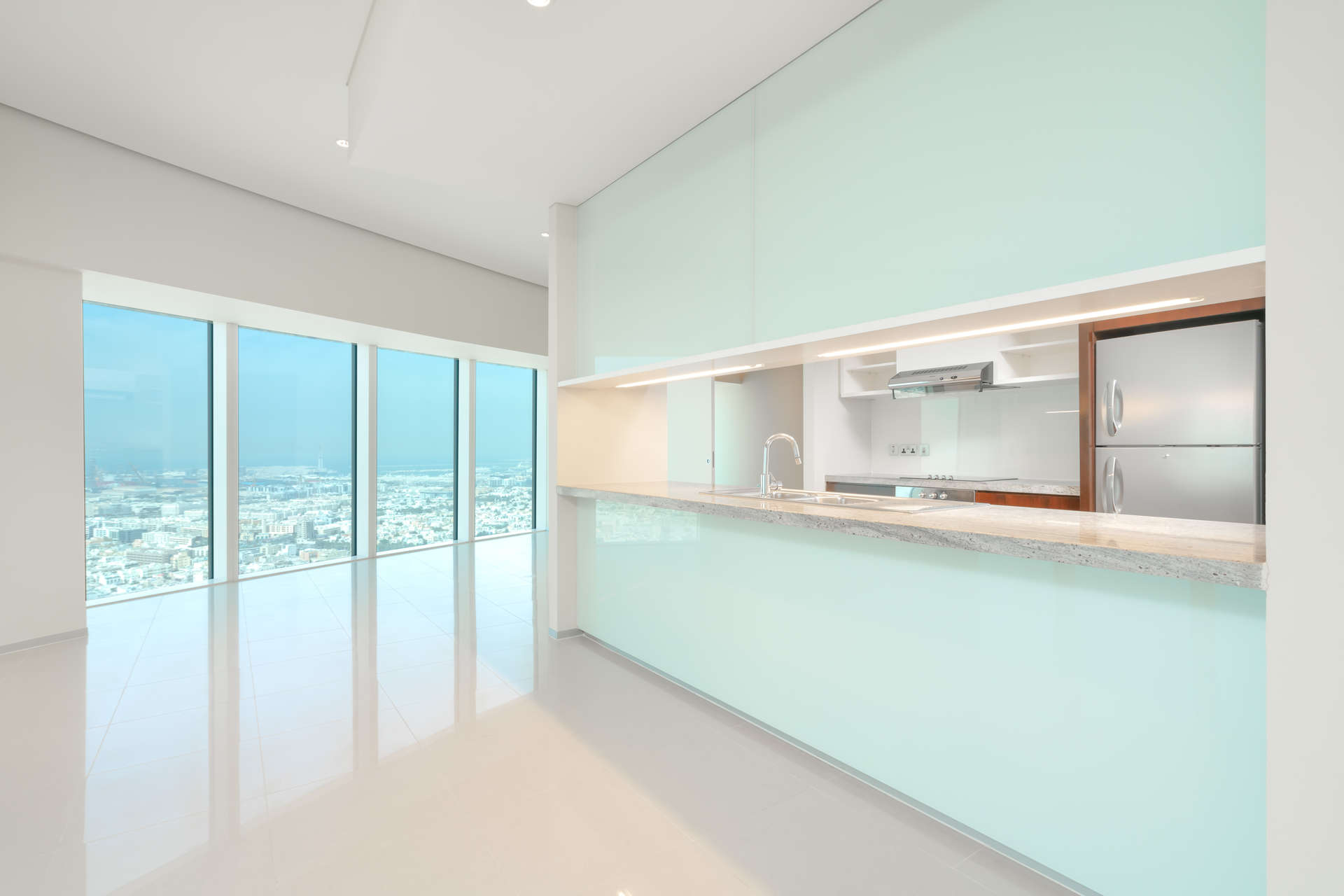 Modern bathroom in 2-bedroom apartment, Park Place Tower, Sheikh Zayed Road, available for rent