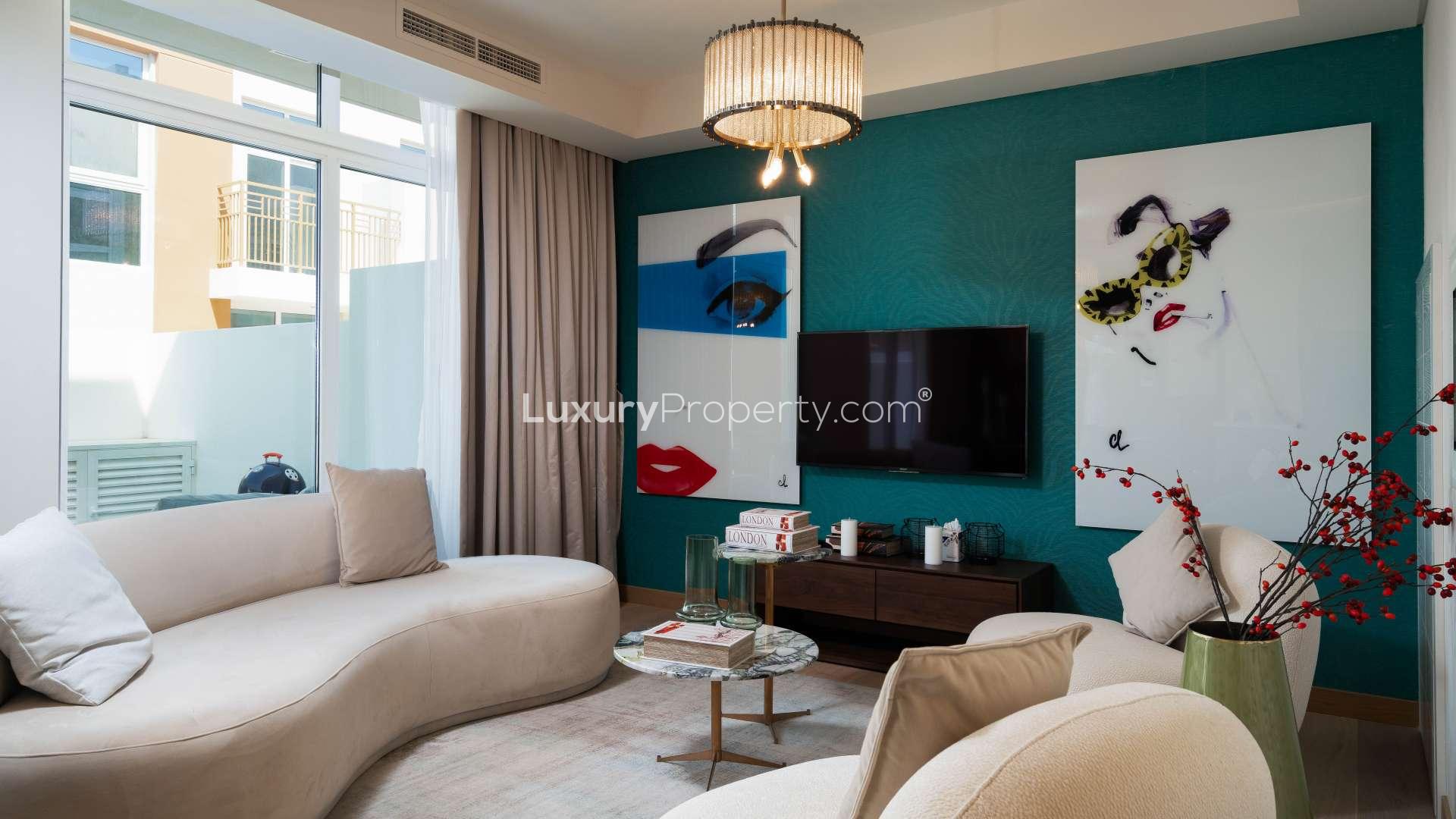 Outdoor patio of 3-bedroom Just Cavalli Villa in Damac Hills 2, Aquilegia, Akoya