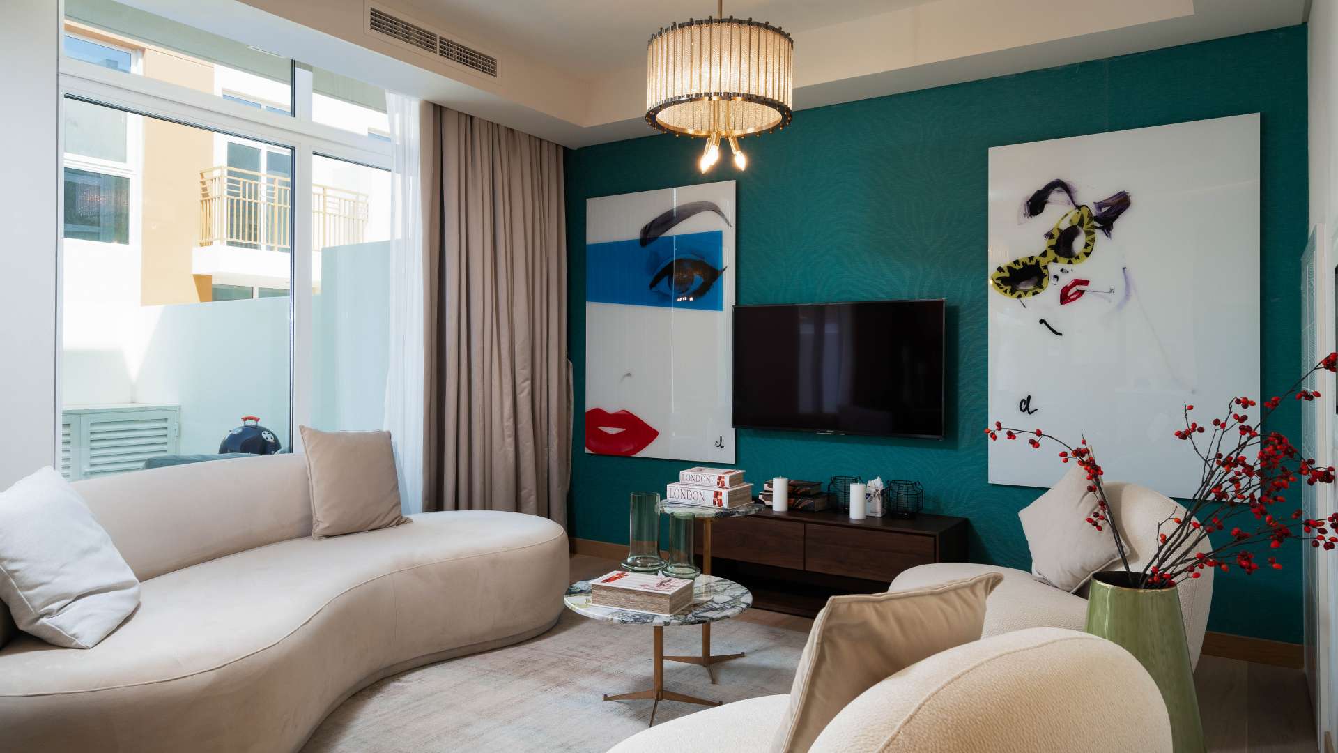 Luxurious bedroom in Just Cavalli villa, Damac Hills 2, Dubai. Modern decor and furnishings