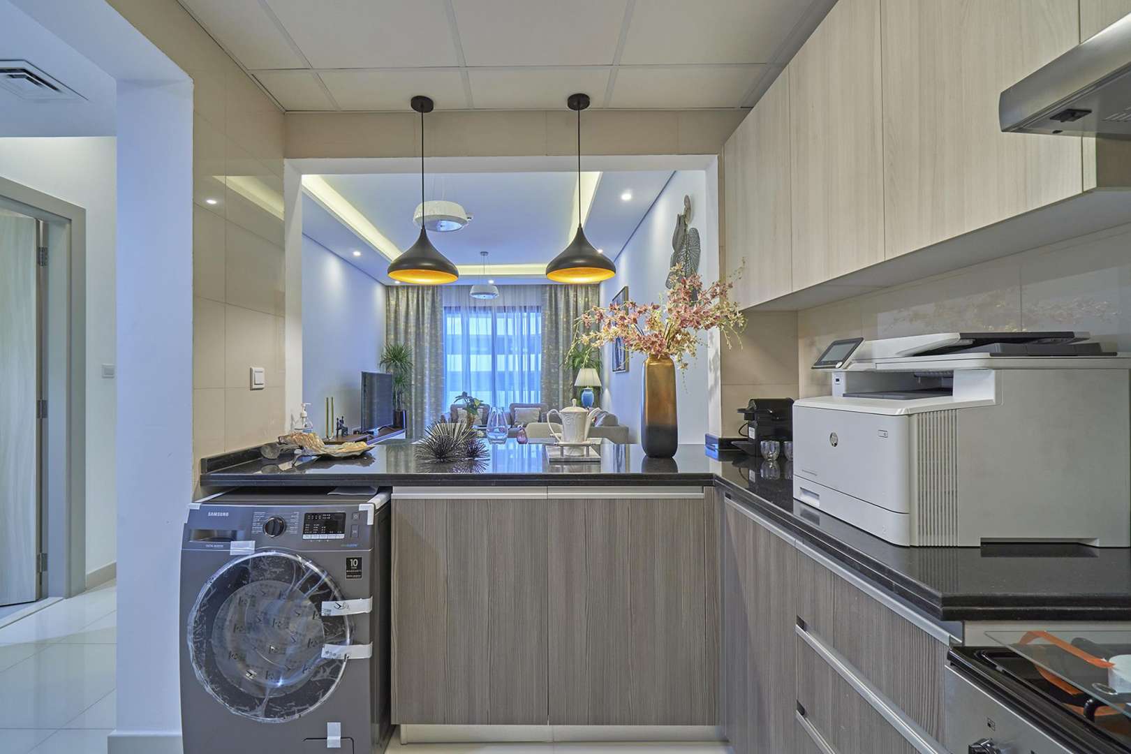 Modern bedroom interior in Jumeirah Village Circle apartment with stylish decor and cozy lighting