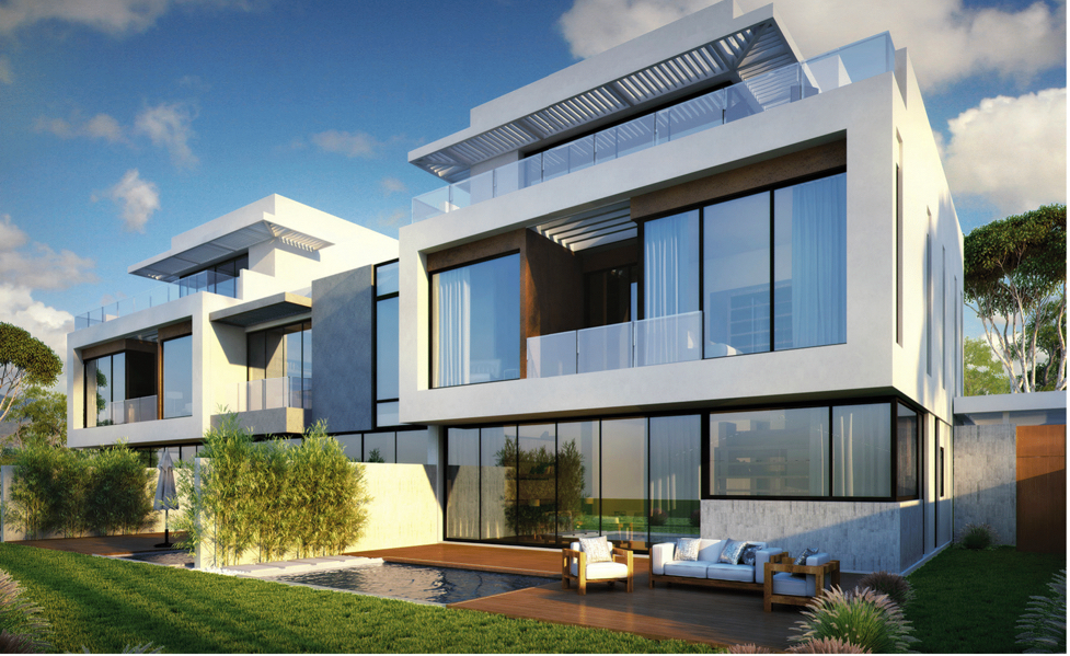 Luxurious open-plan villa interior with garden view in Jumeirah Hills, Umm Suqeim