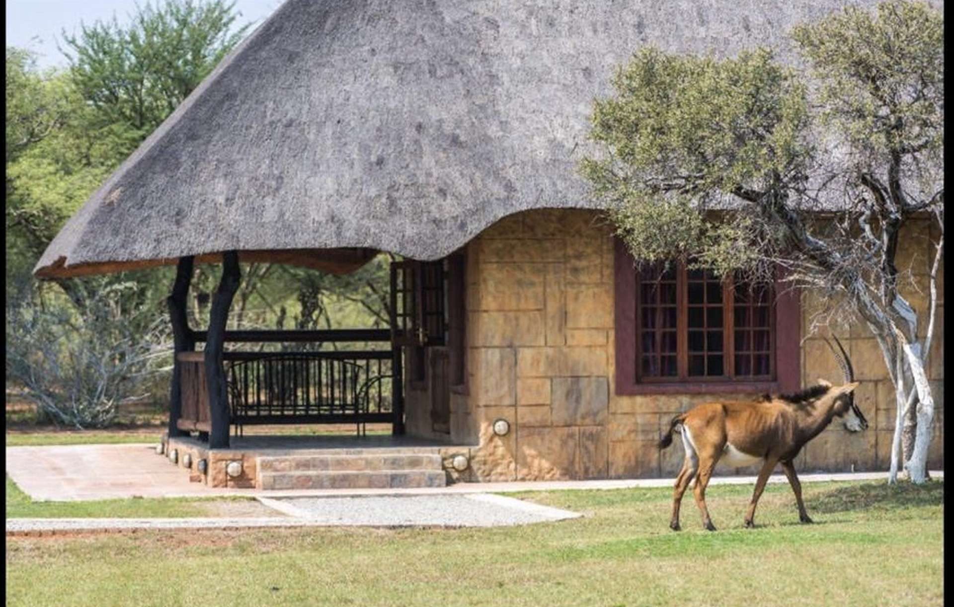 Rustic outdoor dining area at Phala Ranch villa, Limpopo Province, South Africa