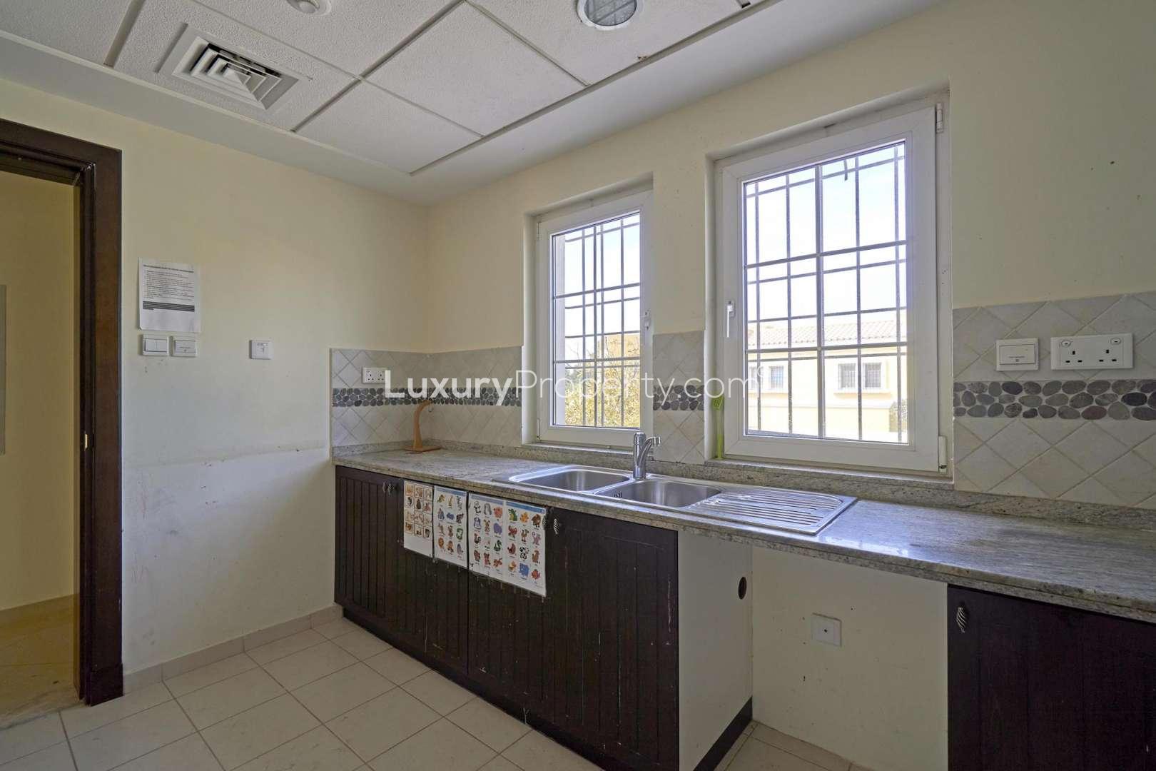 Spacious townhouse exterior in Layan Community, Dubai Land, available for rent