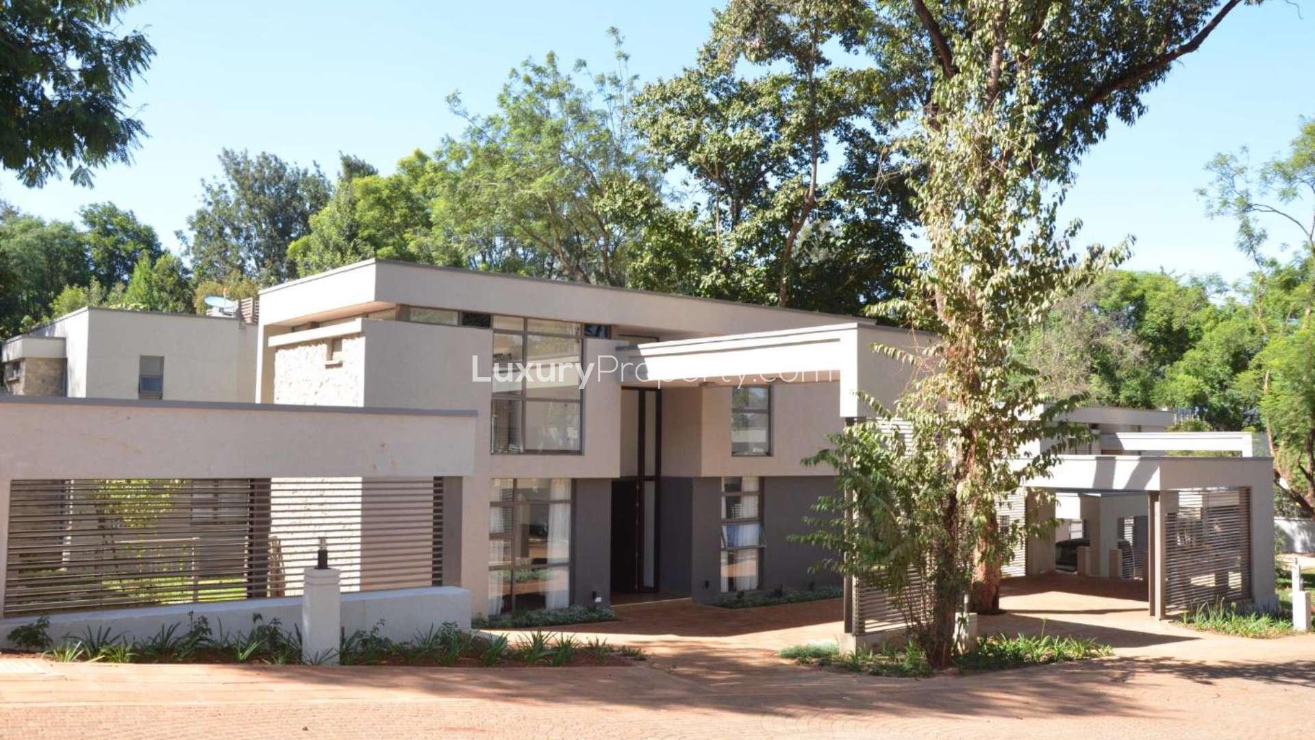 Modern five-bedroom villa exterior in lush Karen, Nairobi, for sale