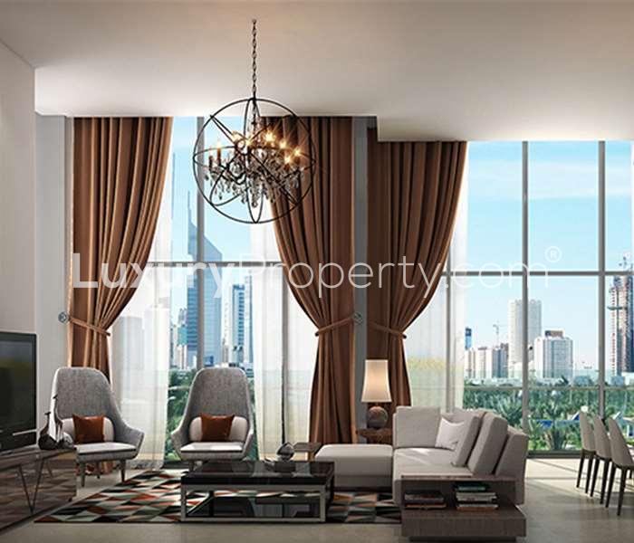 Luxury apartments and fountains at Park Gate Residences, Za'abeel Park, Dubai