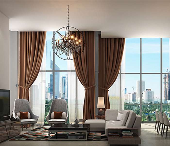 Luxury apartments and fountains at Park Gate Residences, Za'abeel Park, Dubai