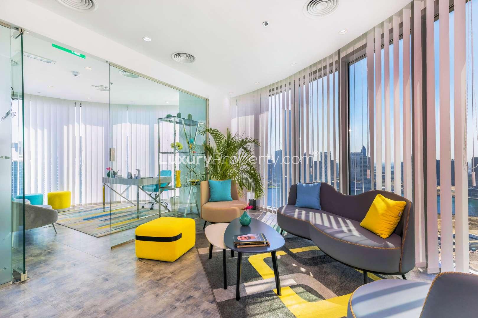 Modern office interior in Binary Tower, Business Bay with stylish design and natural light