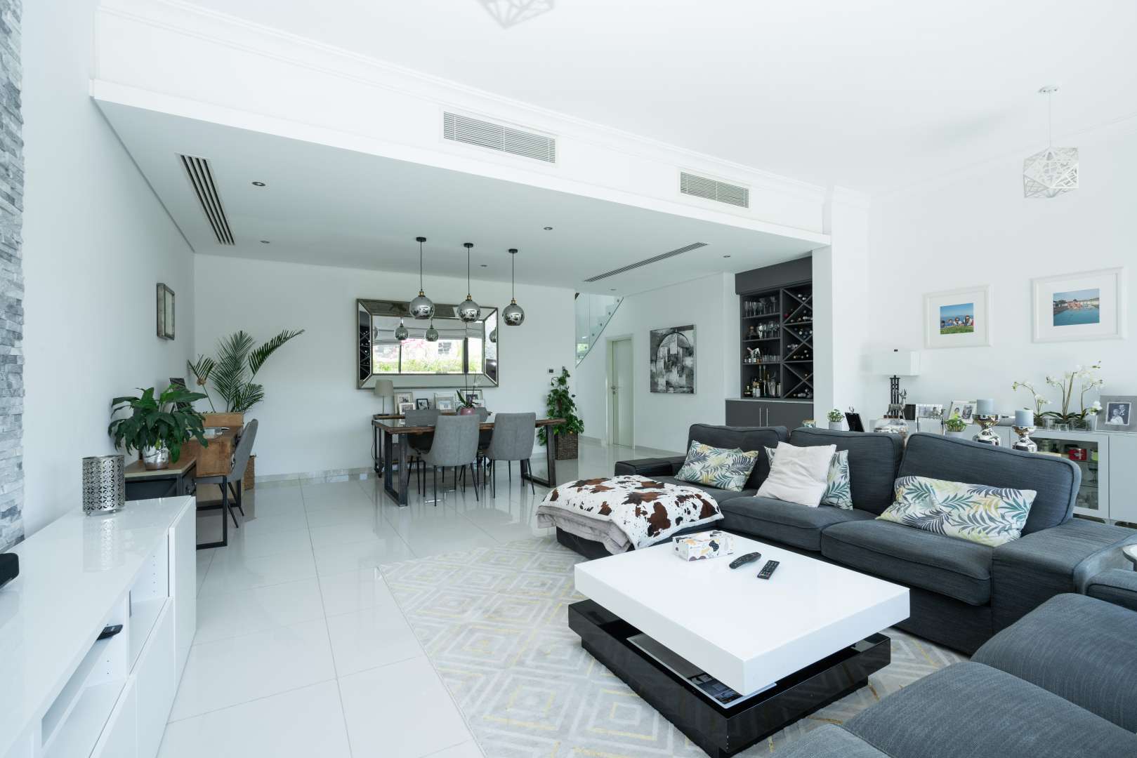 Dining area in furnished villa, modern decor, Silver Springs, Damac Hills