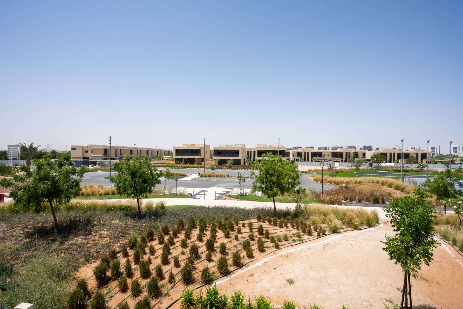 Exterior view of 5-bedroom villa with park view in Richmond, Damac Hills