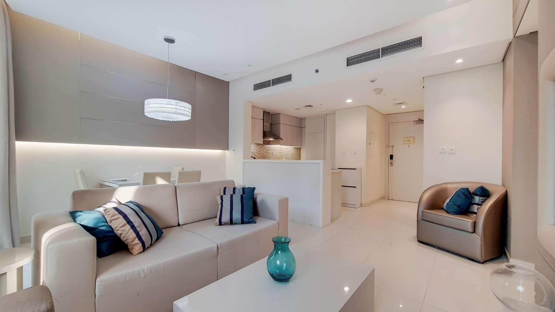 Spacious living room in 2-bedroom apartment with skyline views, Business Bay, DAMAC Maison The Vogue