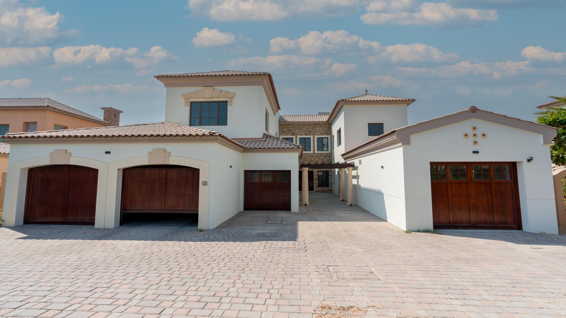 Upgraded villa exterior in Redwood Avenue, Jumeirah Golf Estates, available for rent