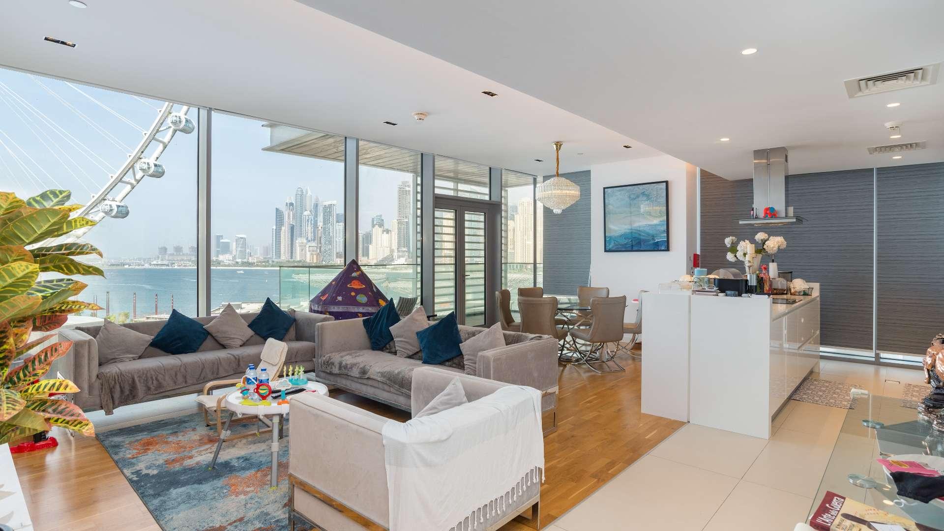 Furnished high-floor apartment with Dubai Ain and sea views, Bluewaters Residences, 3-bedroom rental