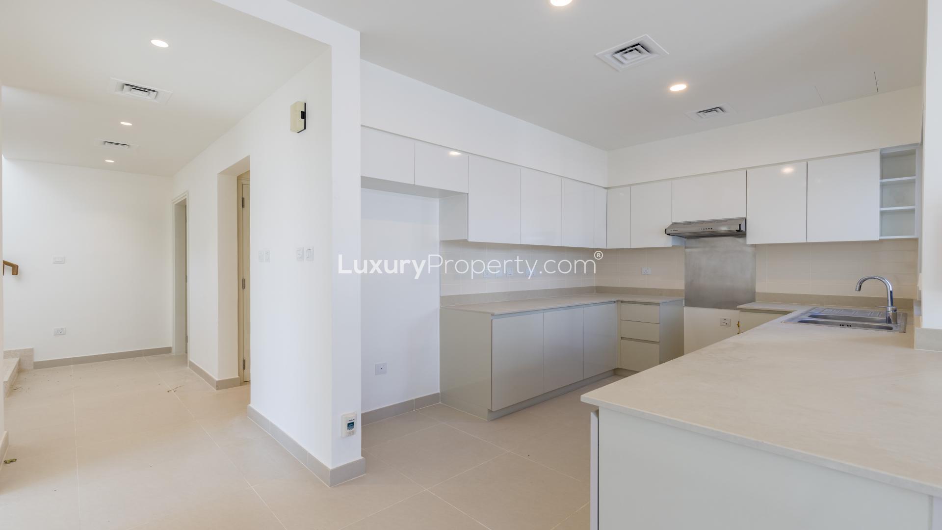 Modern kitchen in 4-bedroom townhouse, Maple 3, Dubai Hills Estate, available for rent