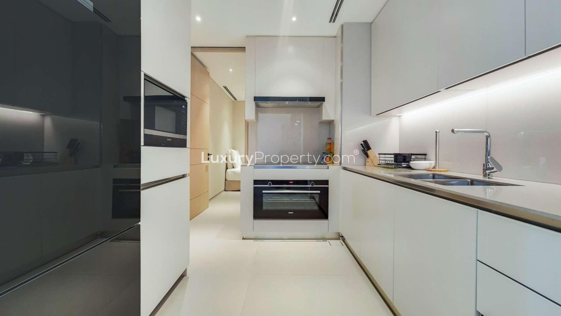 Modern kitchen in serviced beachfront apartment, Jumeirah Beach Residence, The Address Jumeirah Resort