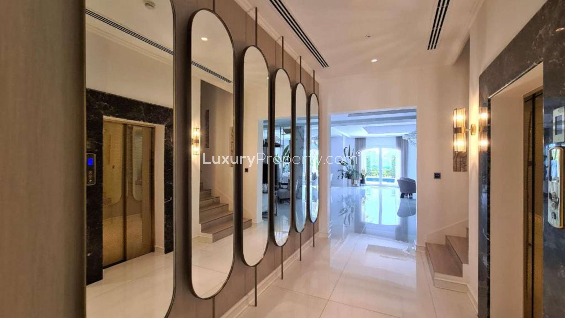 Modern living room in luxury villa, Jumeirah Golf Estates, elegant decor and open layout