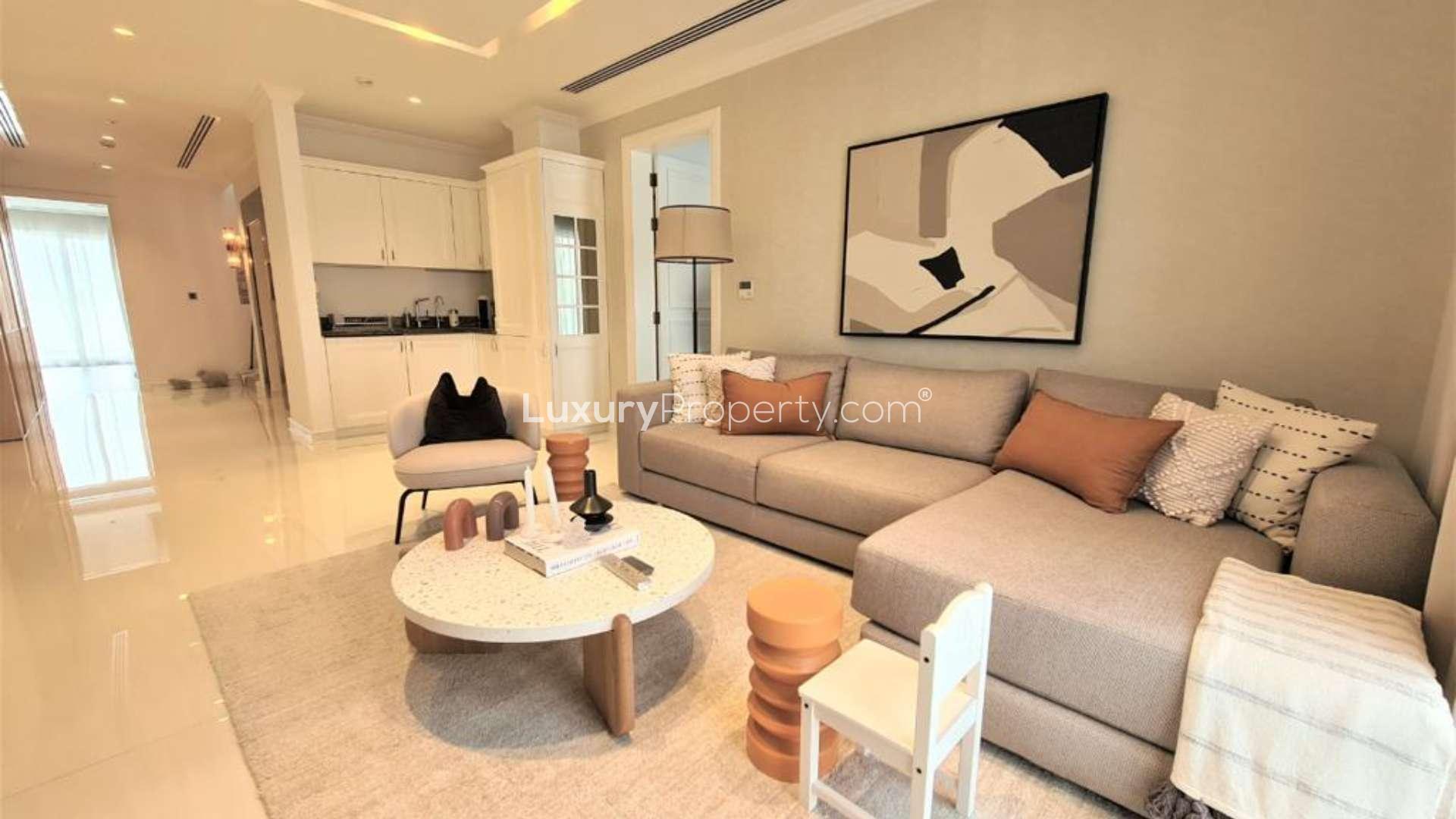 Stunning villa exterior with pool and patio in Jumeirah Golf Estates' Earth community