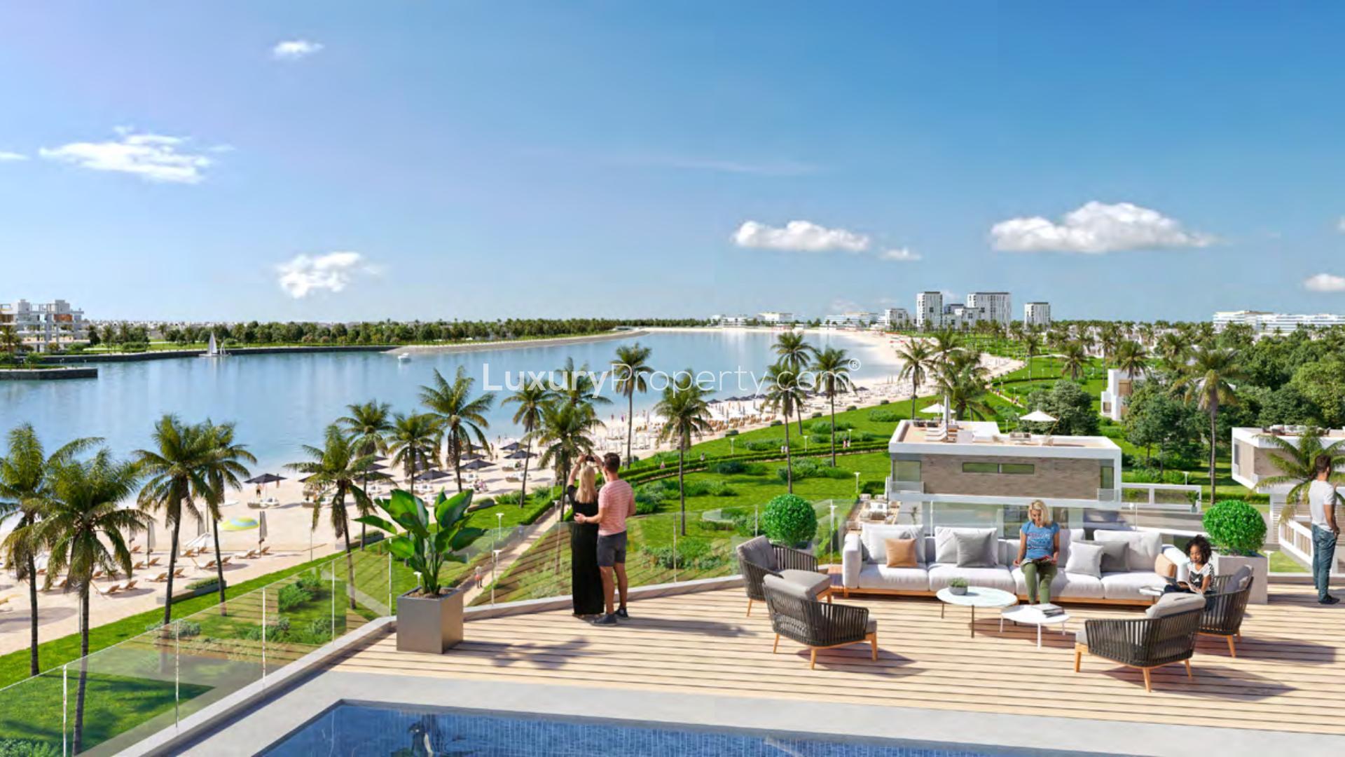 Aerial view of Dubai Islands, prime plot for luxury hotel development in Deira Island