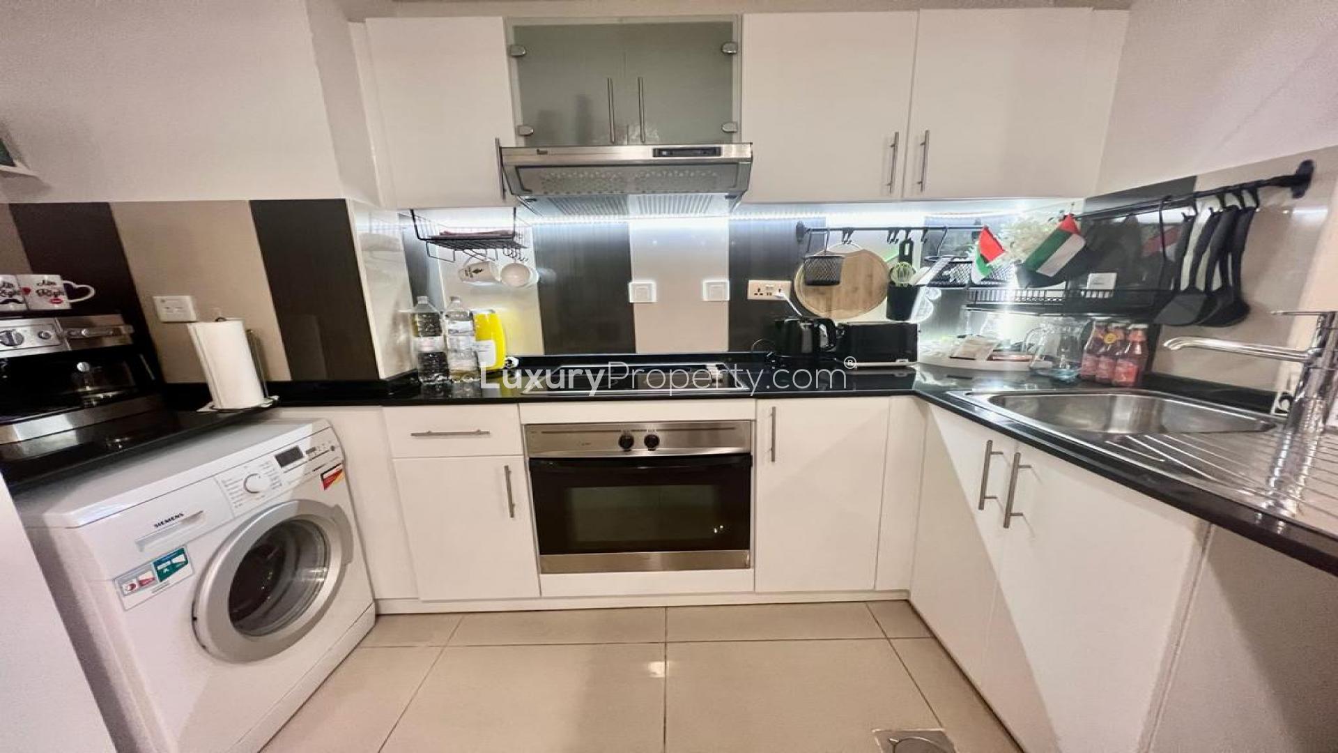 Dubai Marina apartment night view, Ocean Heights, cityscape with Palm and sea, LP14296