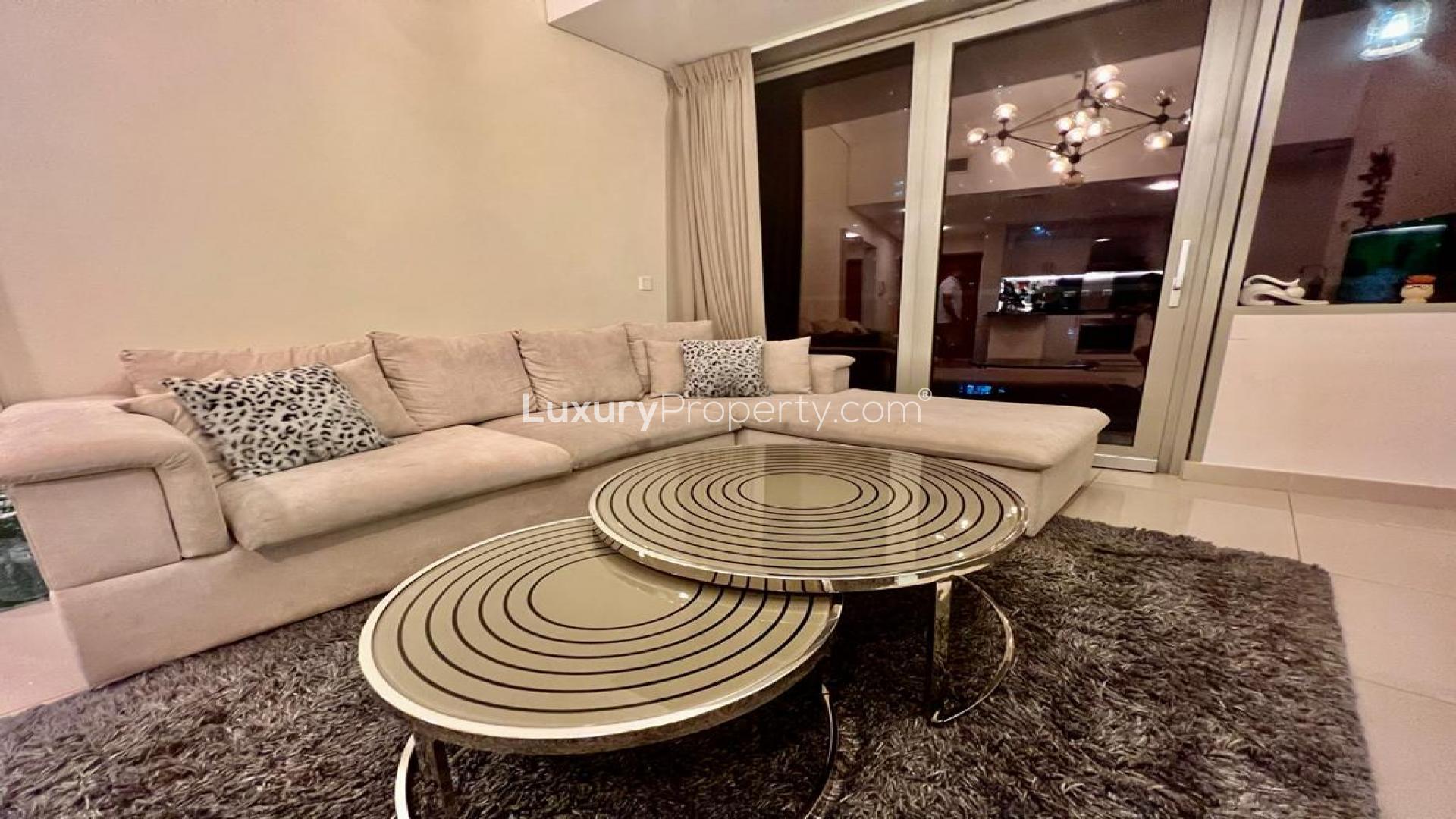 Modern kitchen in Ocean Heights apartment, Dubai Marina, featuring sleek appliances and cabinetry