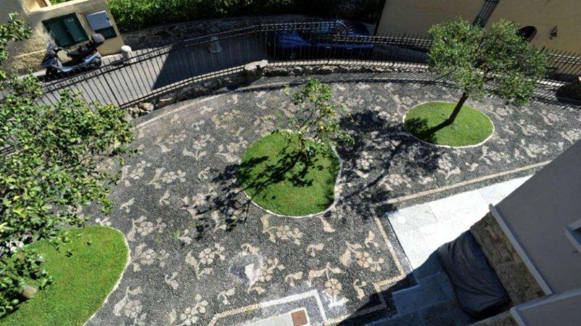 Elegant mosaic driveway at luxury villa in Santa Margherita Ligure's Azzurra community