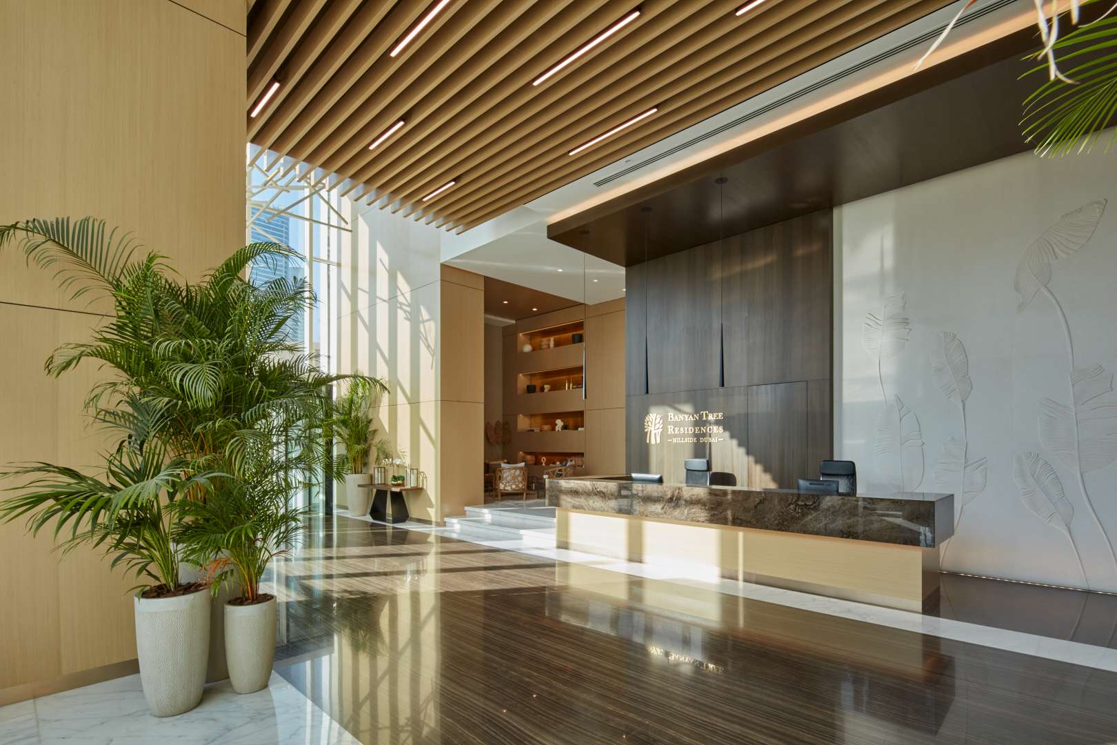Luxurious lobby at Banyan Tree Residences Hillside Dubai, Jumeirah Lake Towers apartment for sale
