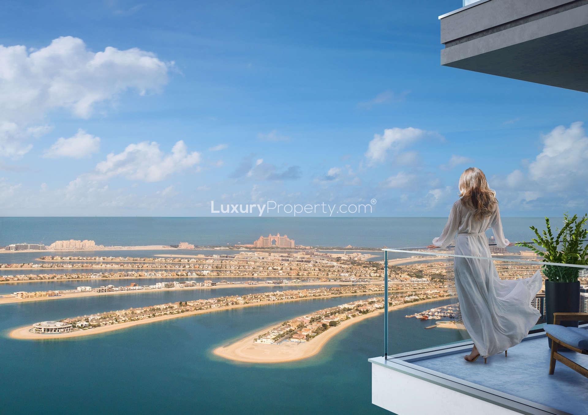 Scenic view from Shorefront Residences studio balcony at Emaar Beachfront, Dubai Harbour