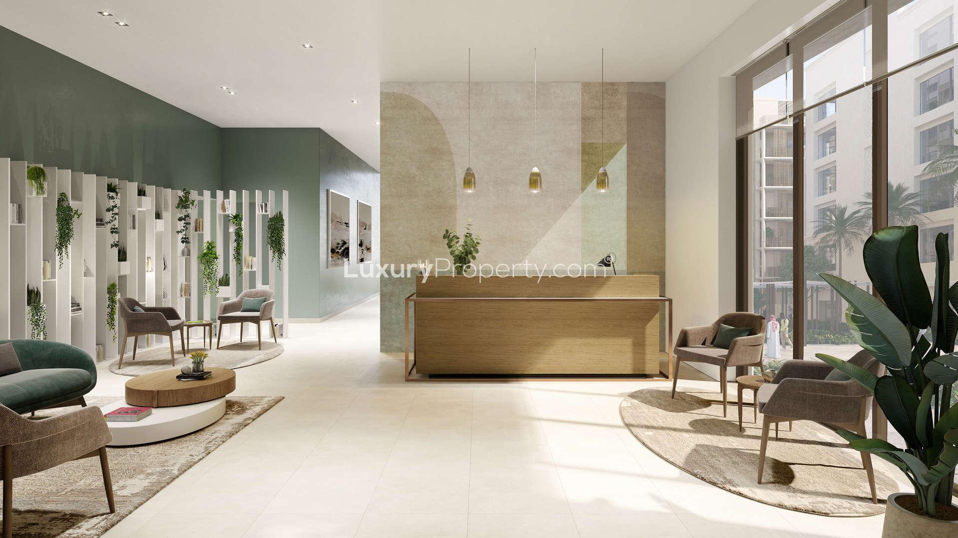 Stylish studio apartment interior at Breeze, Creek Beach, Dubai Creek Harbour for sale