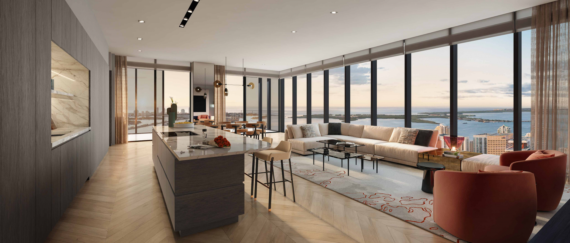 Luxurious Waldorf Astoria Miami apartment with stunning ocean views, elegant modern interior design