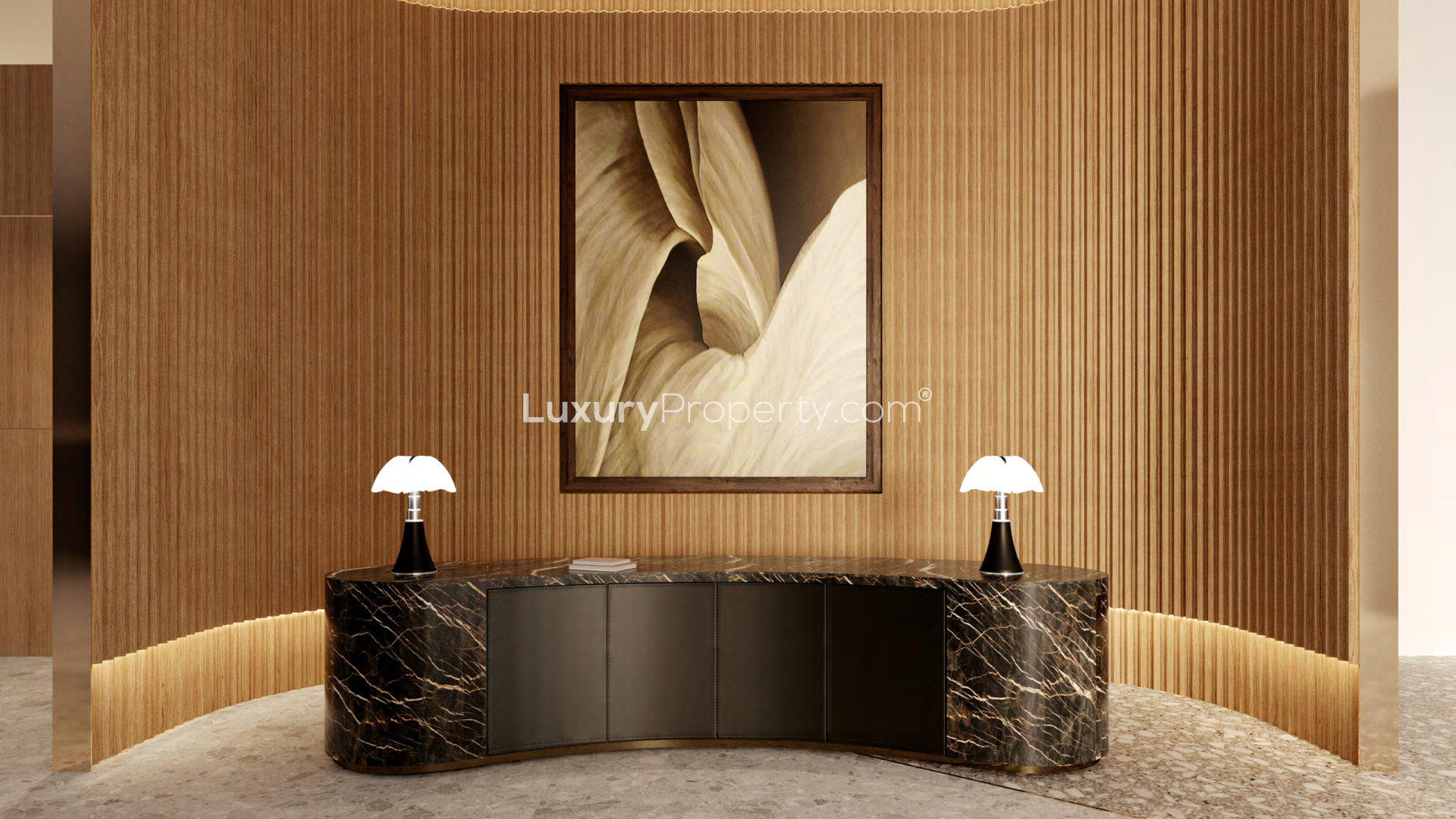 Luxurious living room in Mr. C Residences, Jumeirah 2, featuring modern decor and large windows