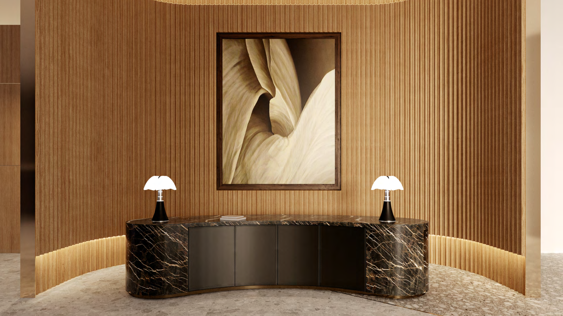 Luxurious living room in Mr. C Residences, Jumeirah 2, featuring modern decor and large windows