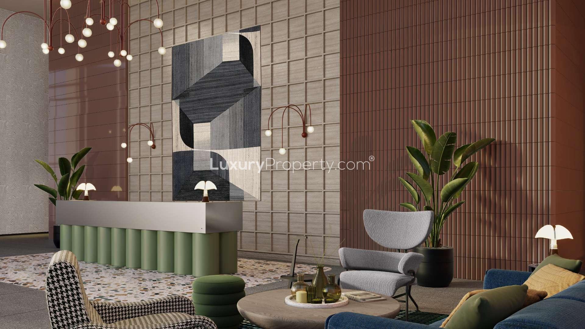 Modern lobby interior at Peninsula Three, Business Bay apartment for sale, LP11858