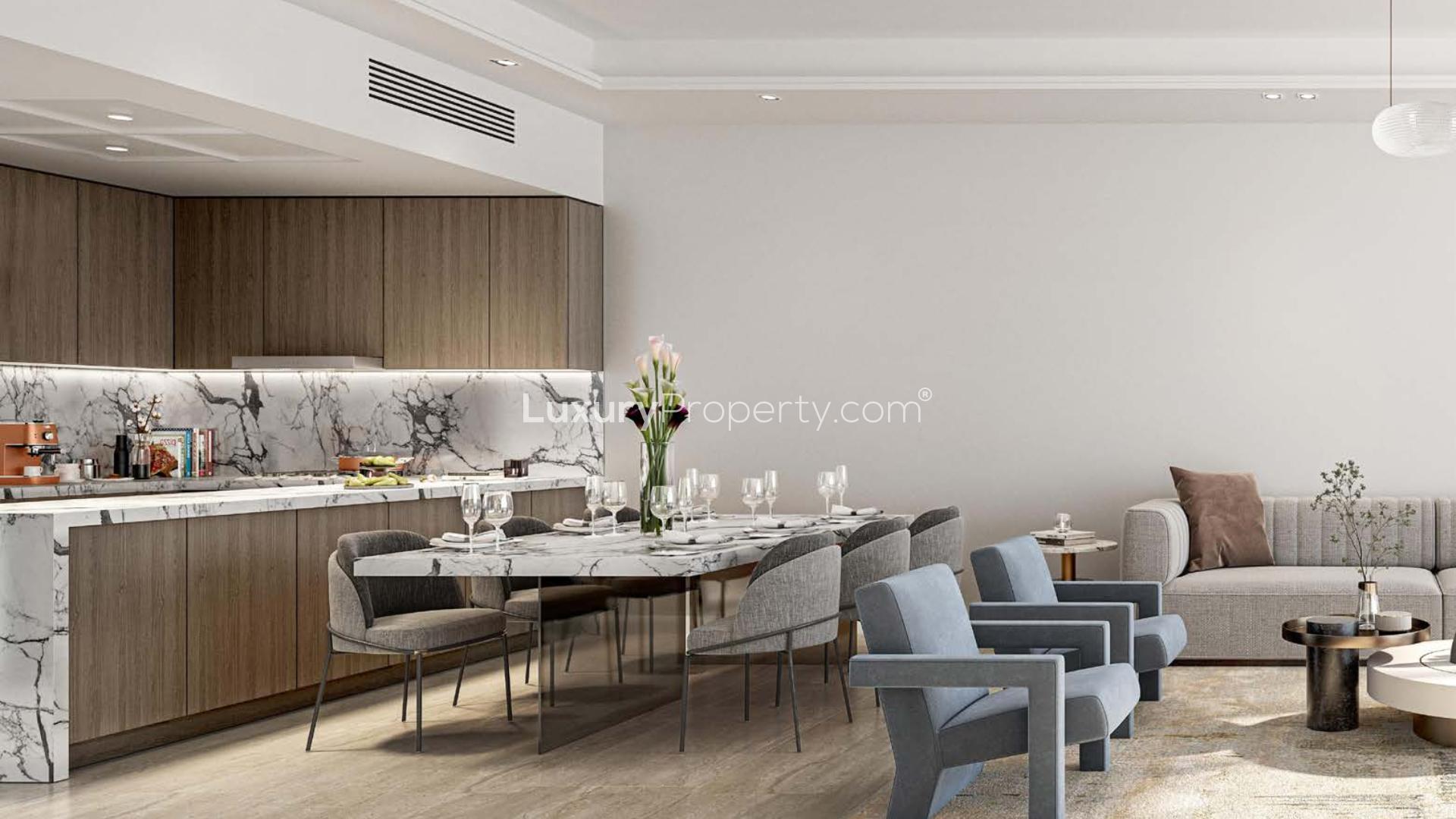Gorgeous studio apartment interior with modern decor, located in Saadiyat Cultural District