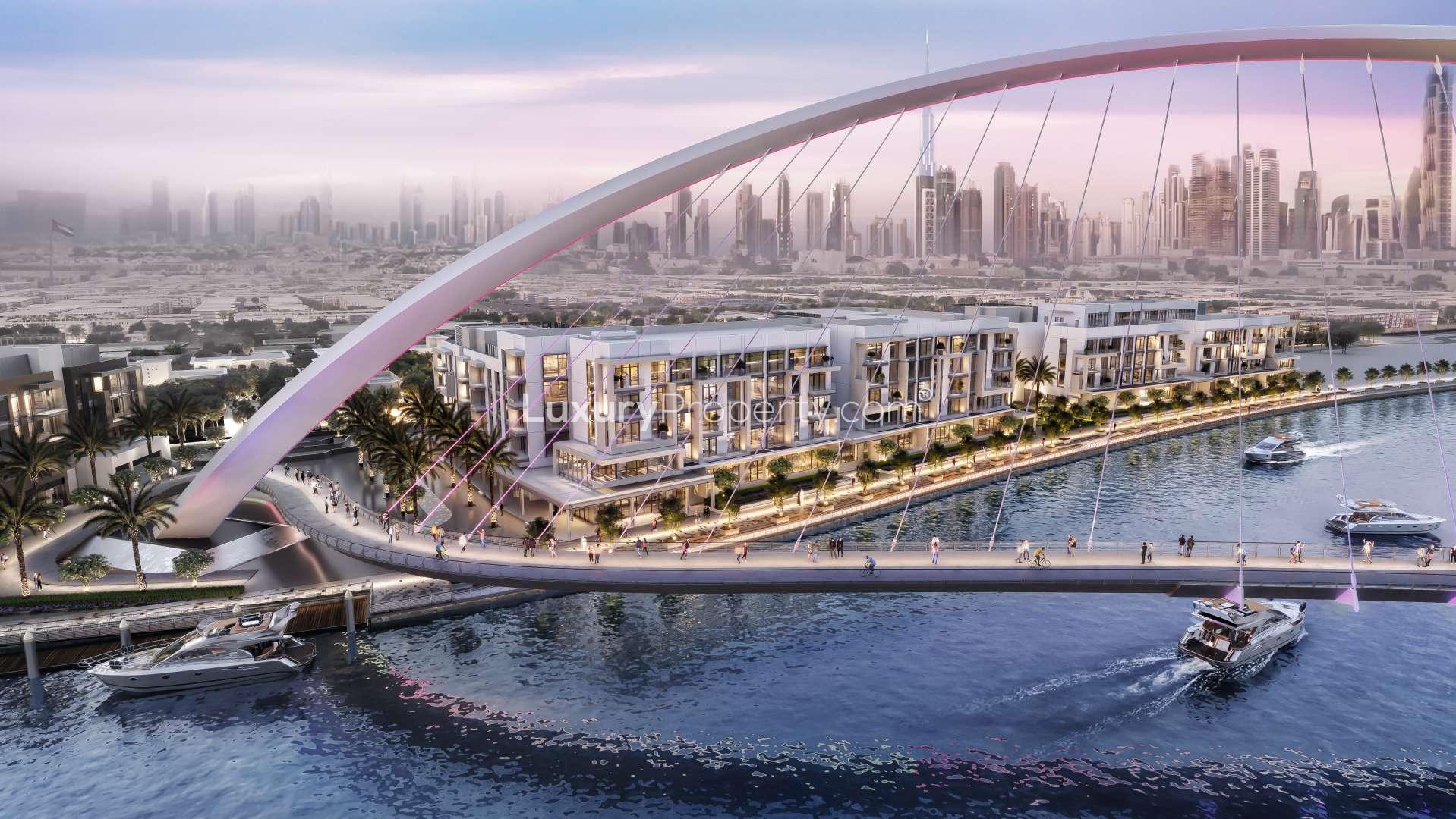 Modern Canal Front Residences apartment building in Al Wasl, featuring waterfront views and balconies