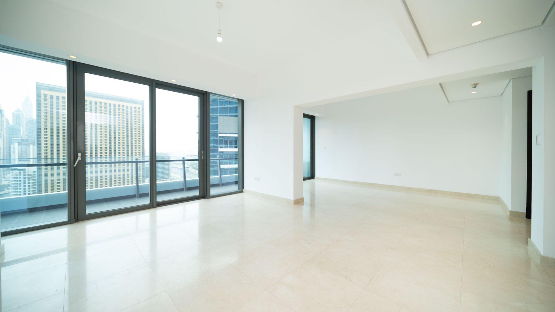Dubai Marina skyline view from Silverene apartment, showcasing waterfront and skyscrapers for rent