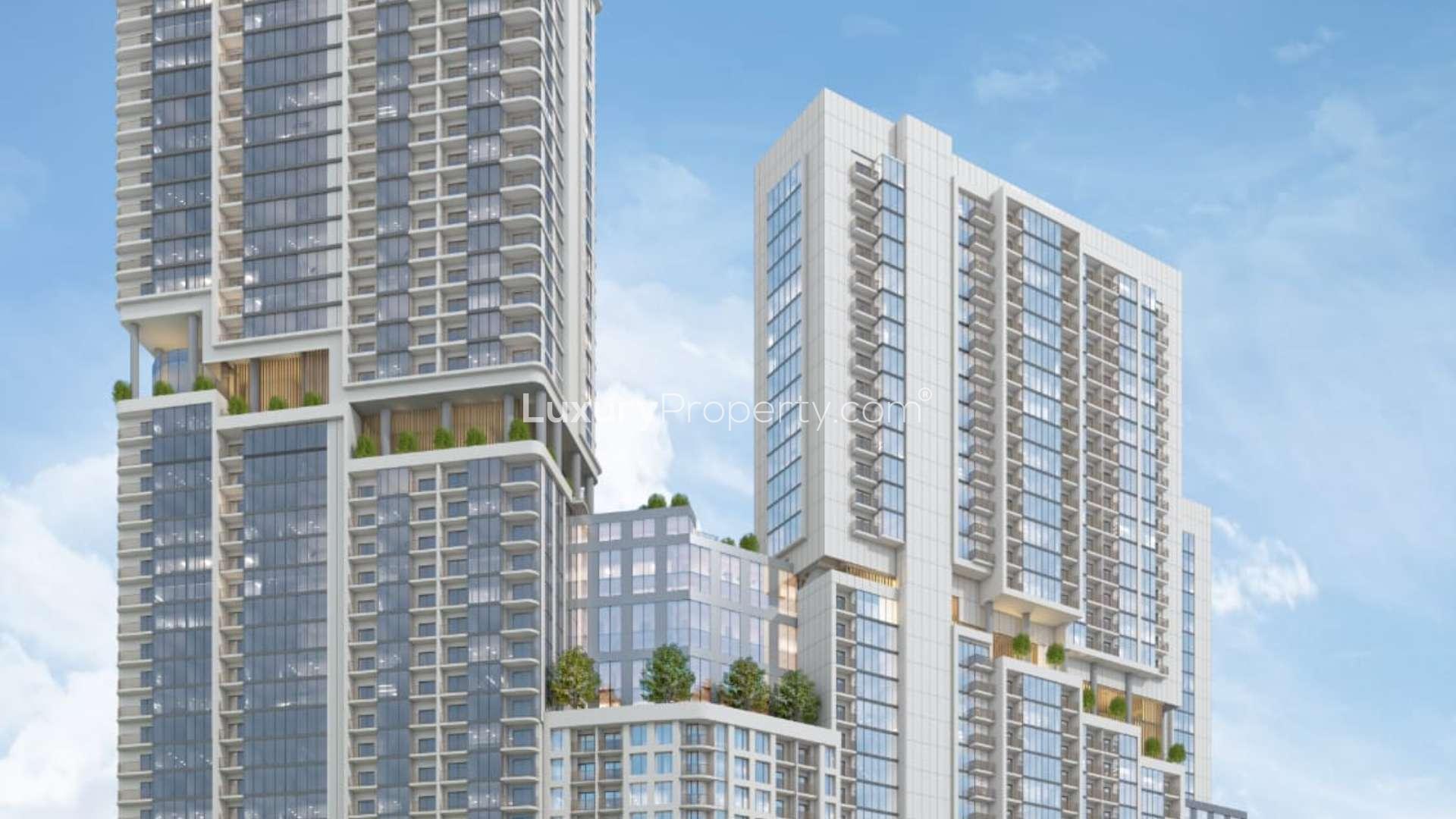 The Crest at Sobha Hartland apartment towers in Mohammed Bin Rashid City skyline