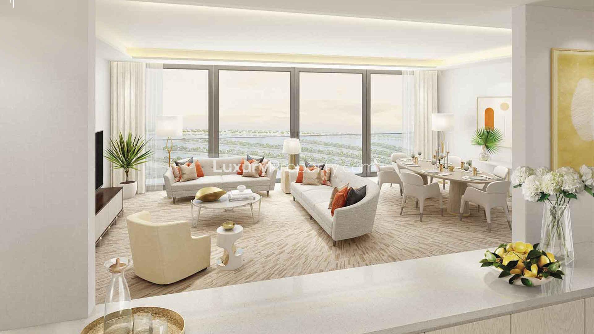 Luxury bathroom with freestanding tub in The Palm Tower, Palm Jumeirah apartment for sale