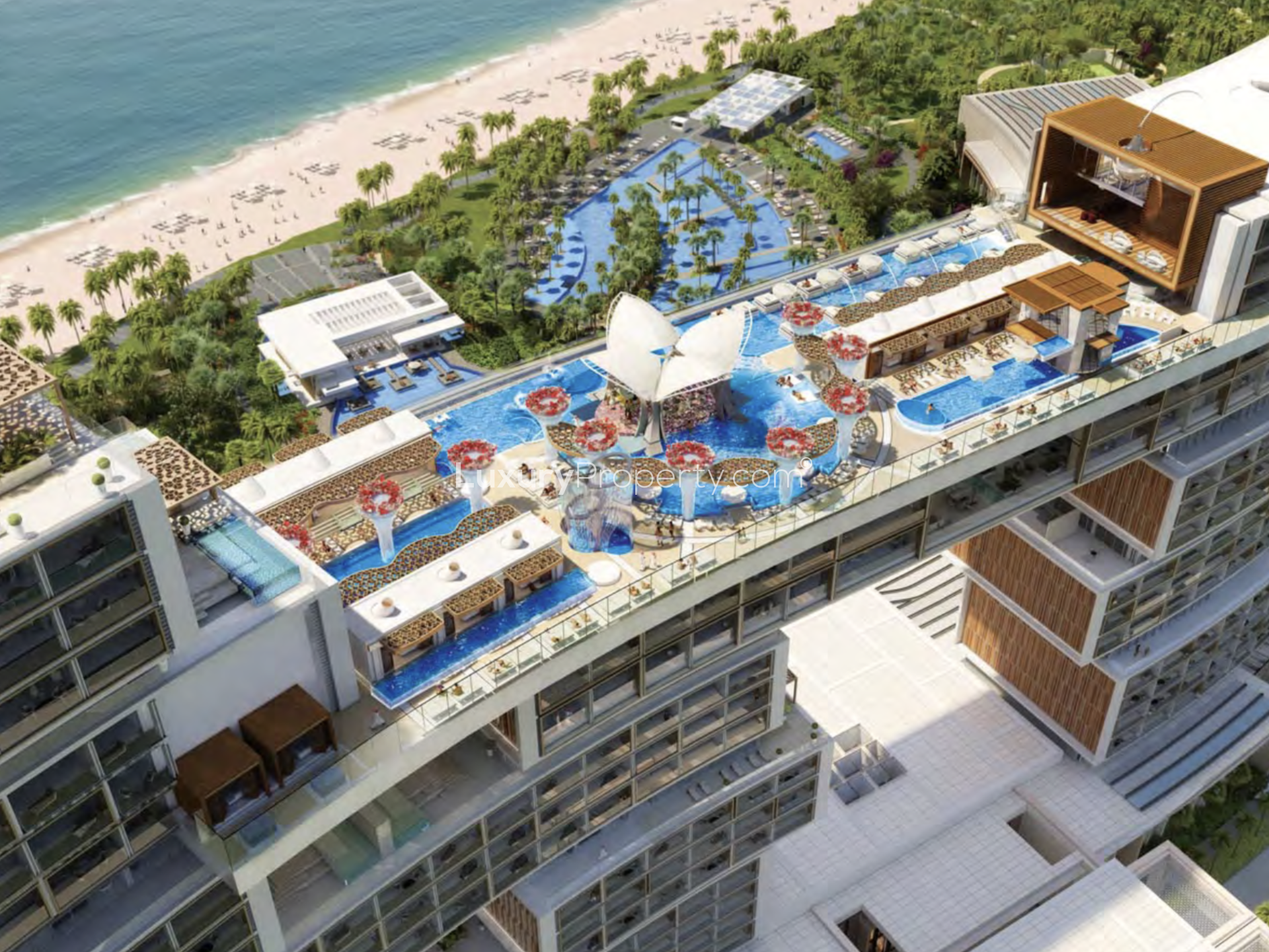 Exceptional two-bedroom apartment at Atlantis The Royal Residences, Palm Jumeirah, night view