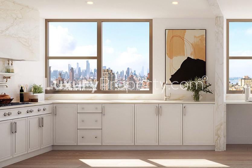 Luxurious penthouse living area with city views at The Westly, Manhattan
