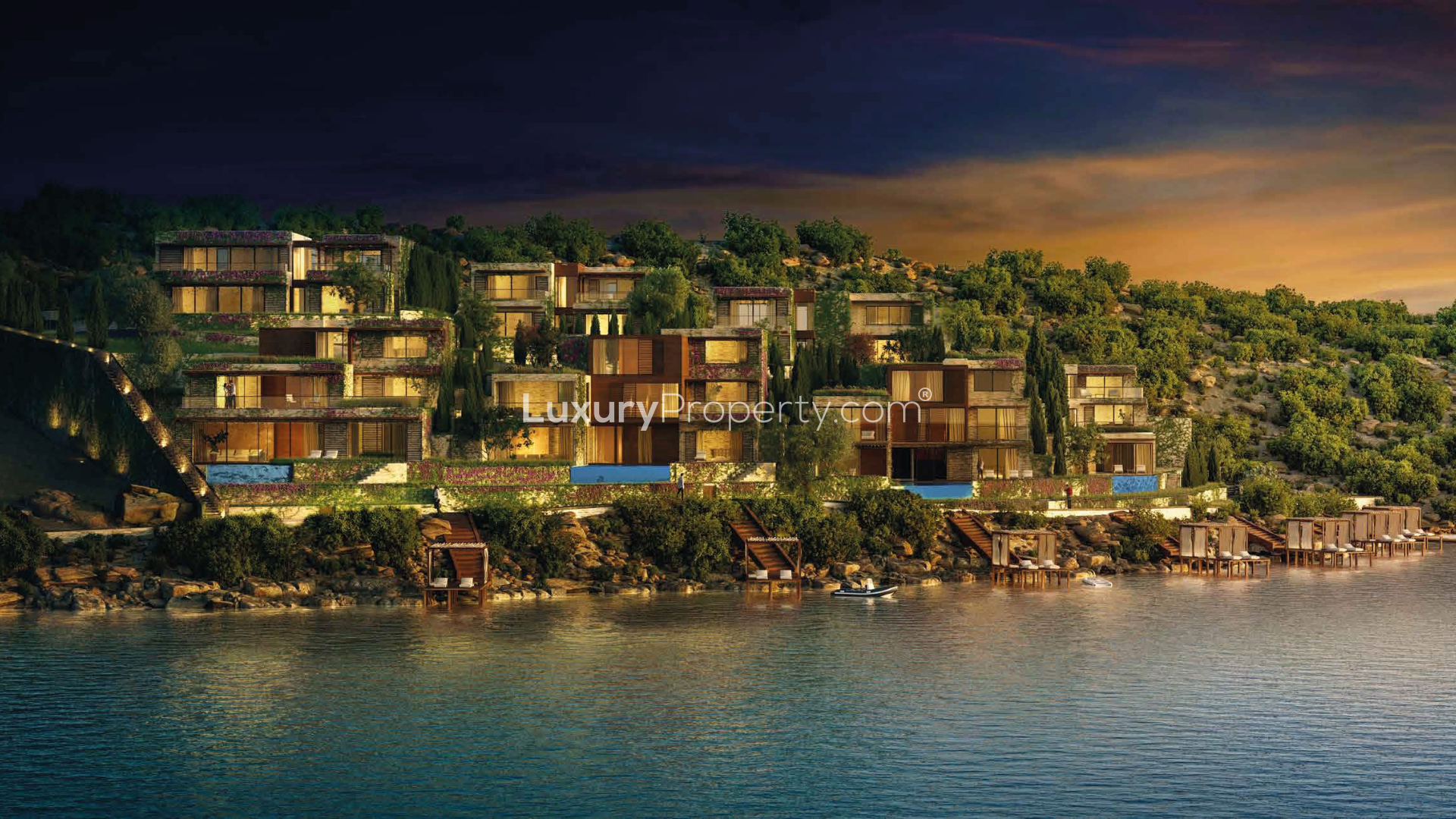 Luxurious villa interior with infinity pool view, Adriatic Coast, Primosten, Croatia