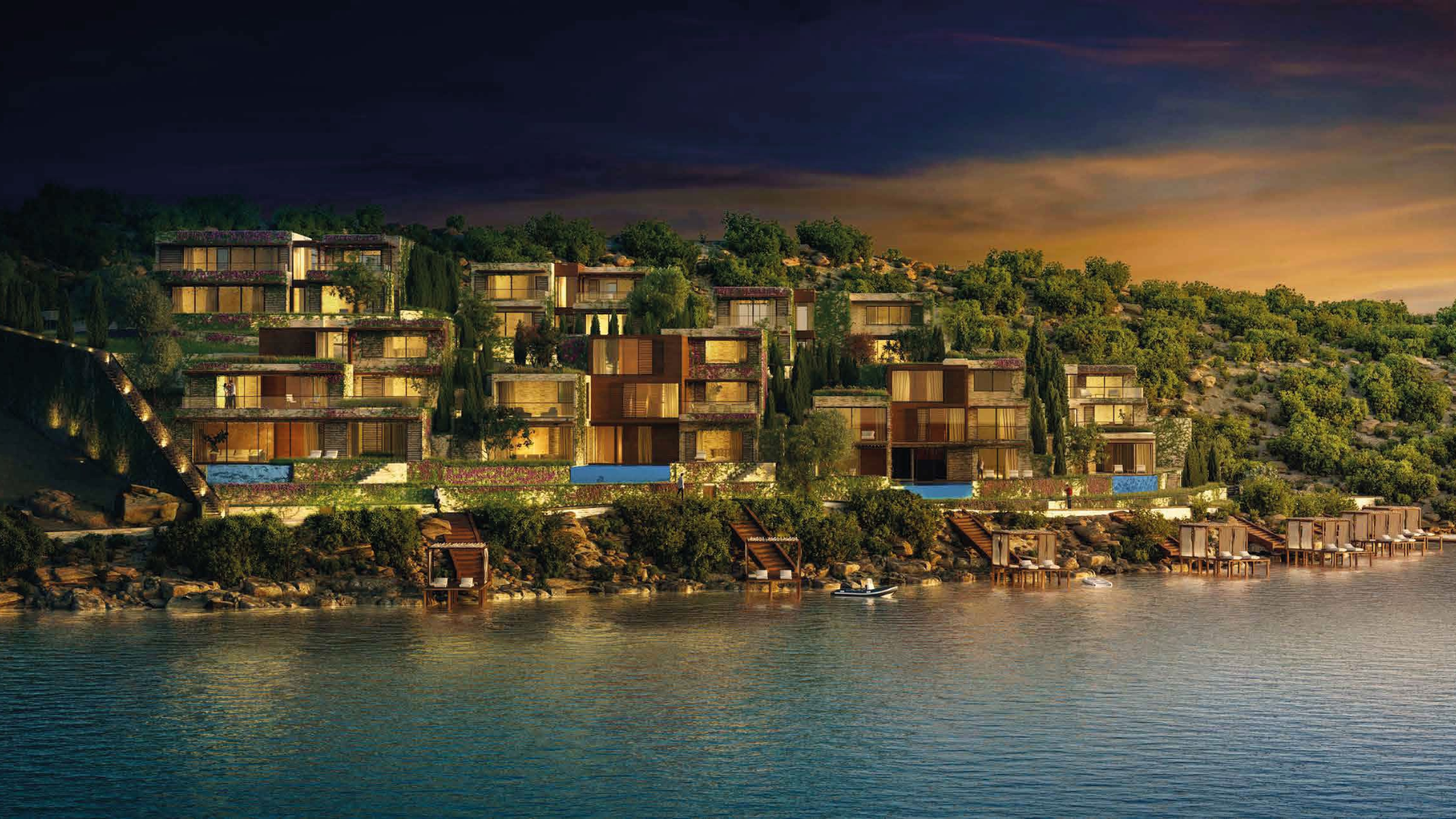 Luxurious villa interior with infinity pool view, Adriatic Coast, Primosten, Croatia