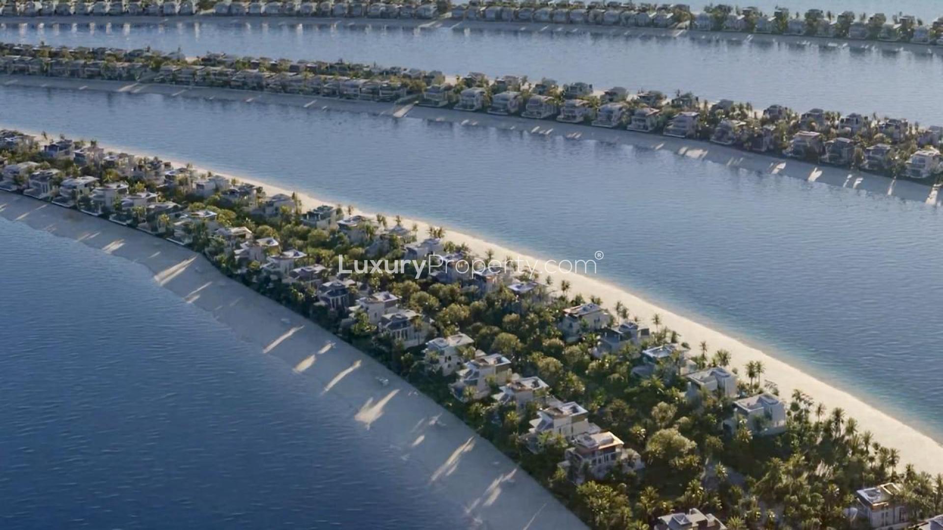 Palm Jebel Ali sunset view, waterfront residential land plot for sale, Frond O