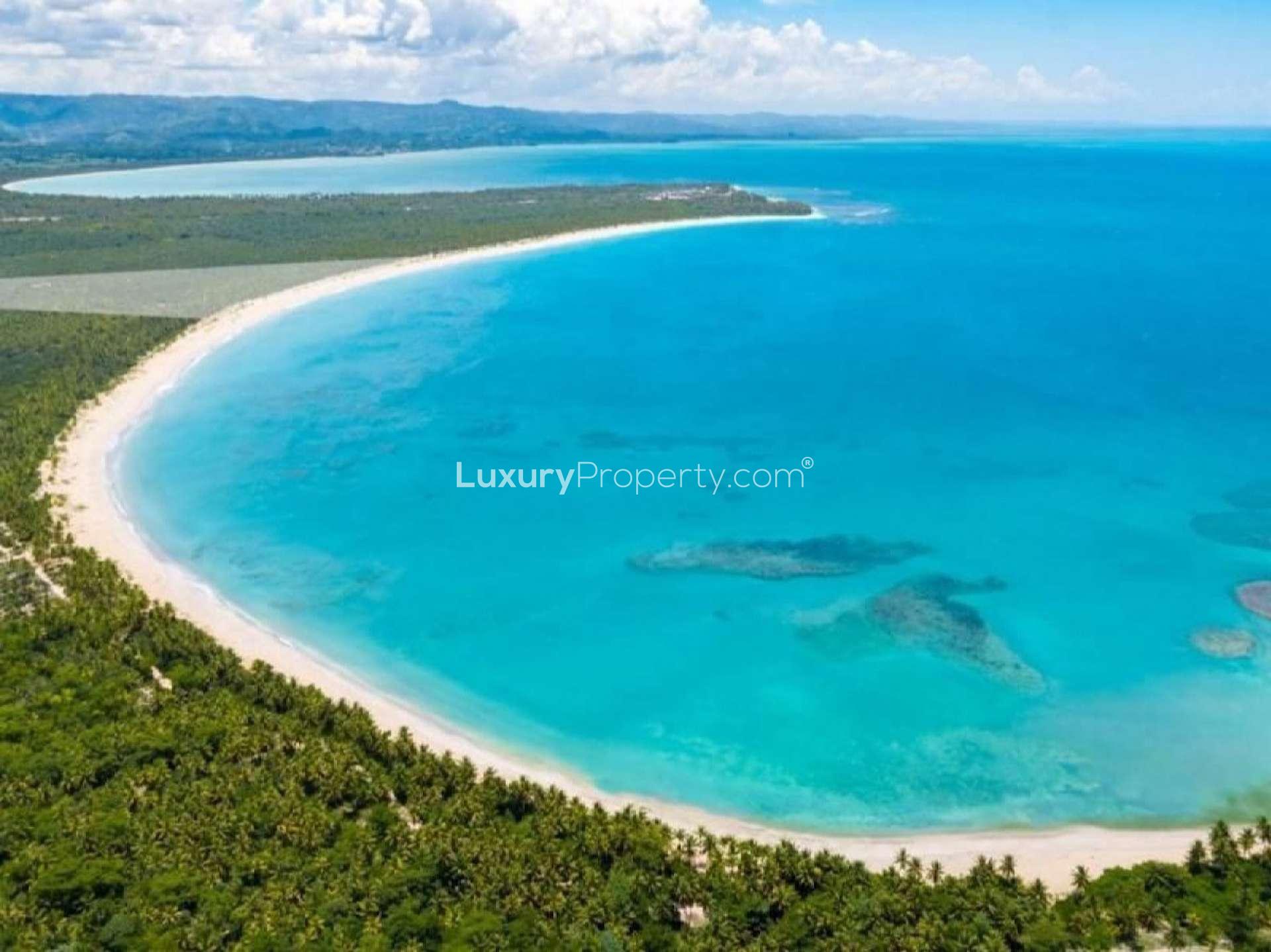 Aerial view of Playa Costa Esmeralda land for sale in Miches, Caribbean coast