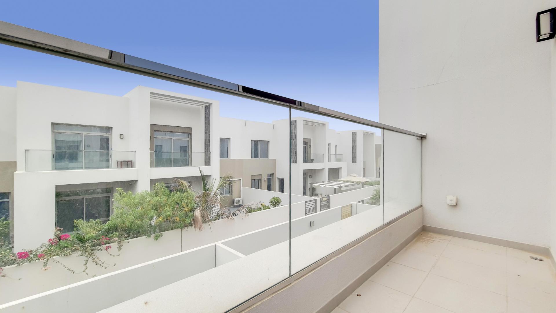 Balcony view of elegant townhouse in Reem Community, Arabian Ranches 2, Dubai