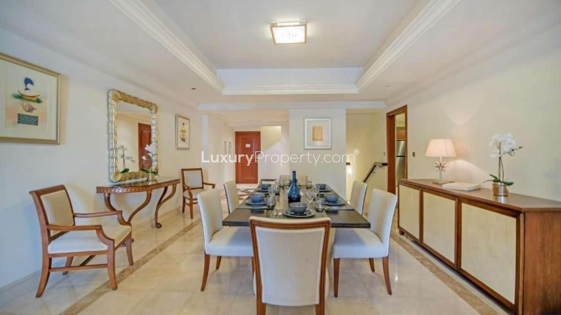 Dining area in 3-bed townhouse, Fairmont Residence South, Palm Jumeirah for sale