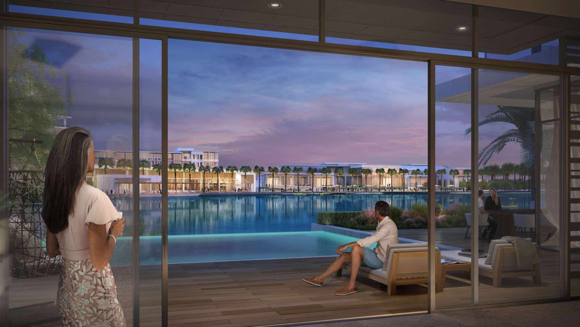 Contemporary four-bedroom villa exterior at Aura, Tilal Al Ghaf, with landscaped garden and driveway