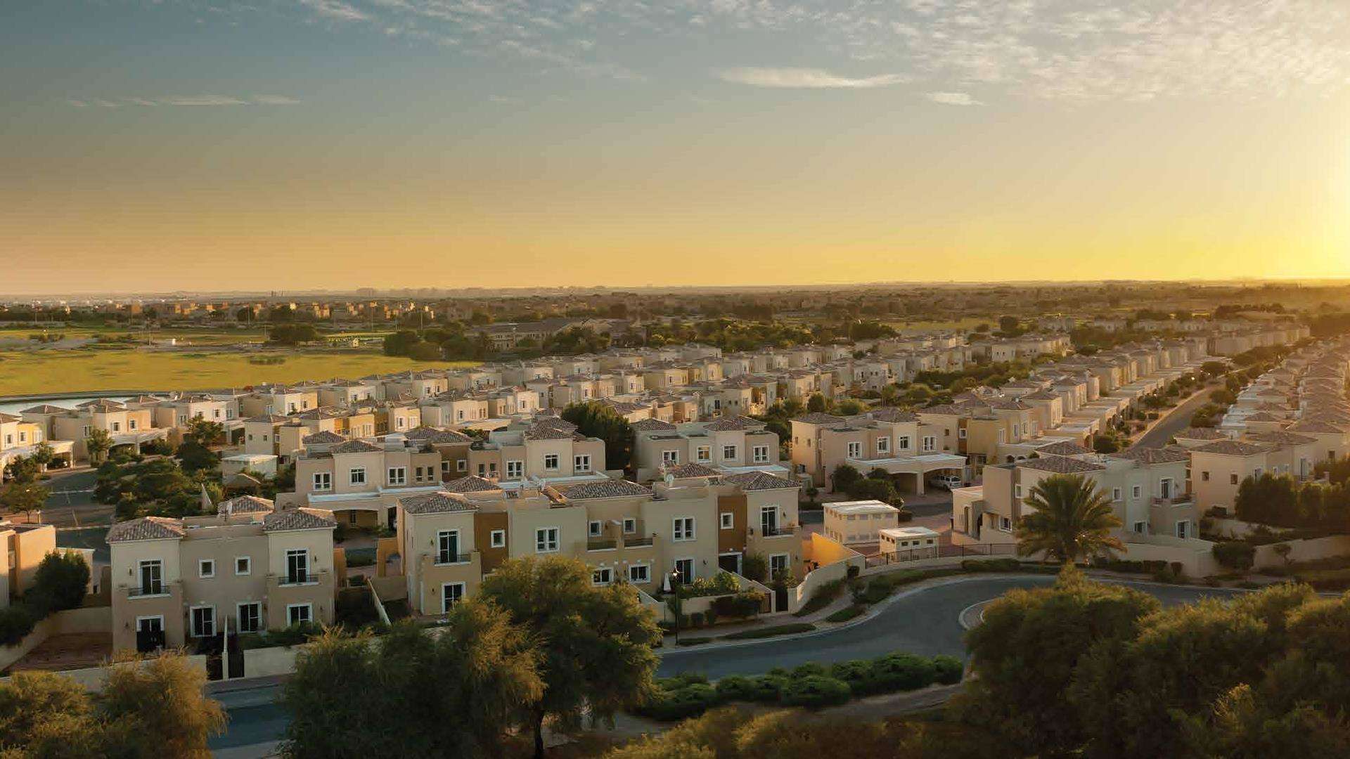 Ultramodern villa exterior at Azalea, Arabian Ranches 2, Dubai, with garden and driveway