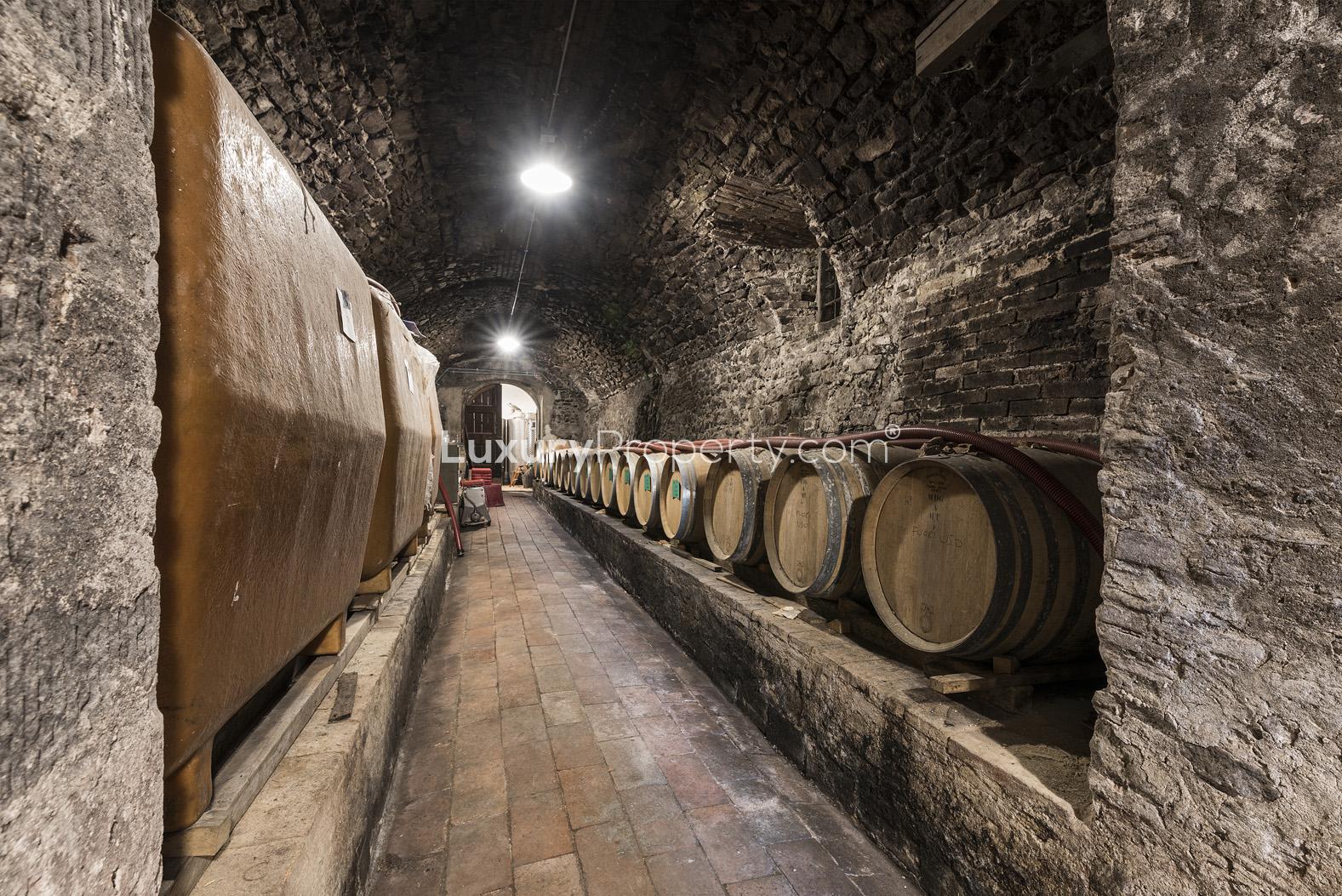 Ancient fireplace in 15th-century villa near Florence, Borgo In Chianti, for sale