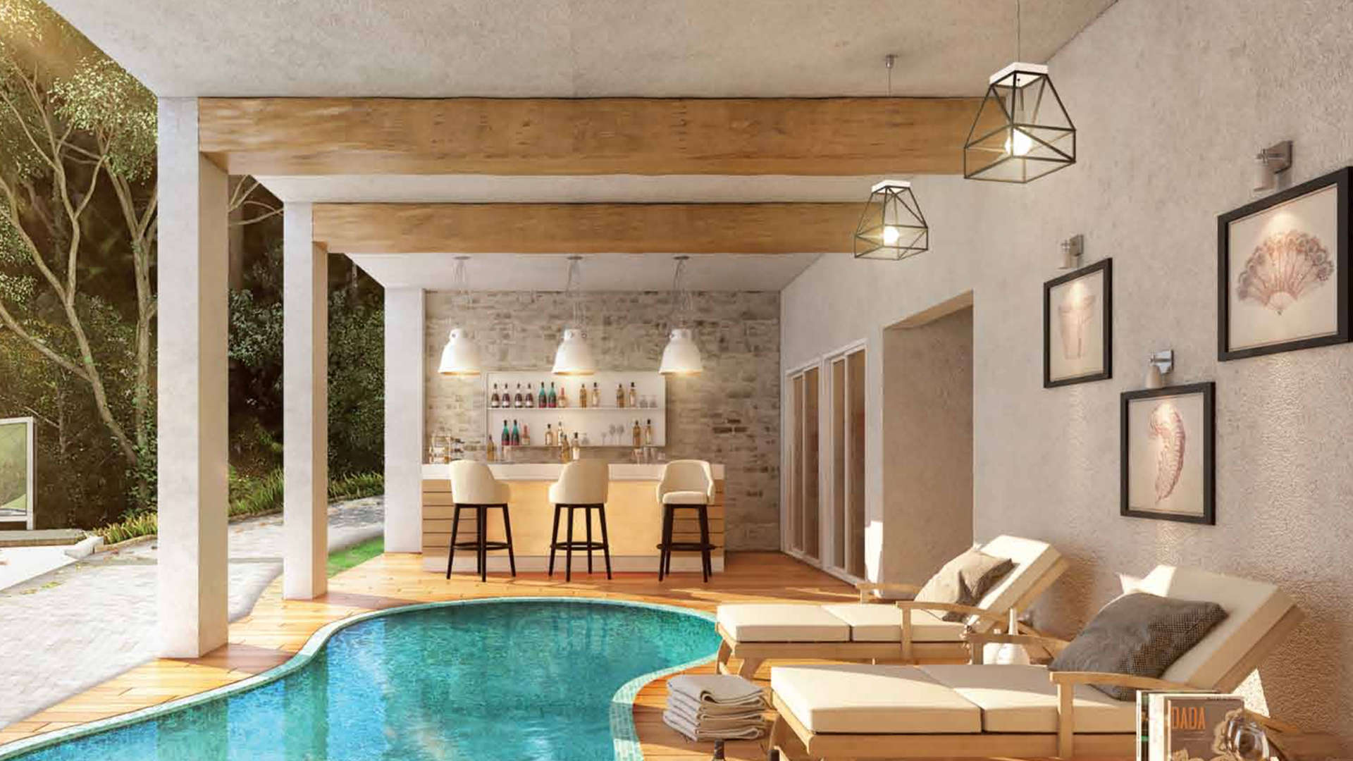 Luxurious living room in Glen Royale villa, Panchgani with fireplace and modern decor