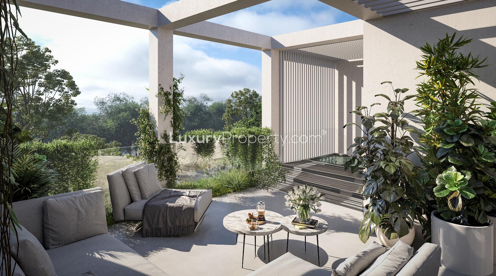 Studio bedroom interior at Ixora Villas, Al Barari, for sale, modern design